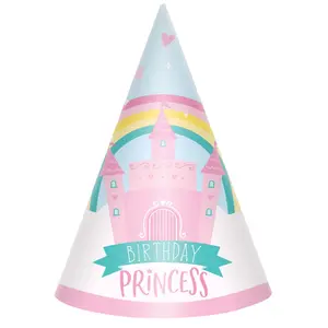 Little Gym - Princess Castle Cone Birthday Hat - 8 Ct.
