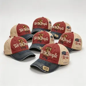 Multi-Color Block Patriotic Cap - Defend Liberty & Freedom is Essential 1776 Vintage Dad Hat.Summer vibes