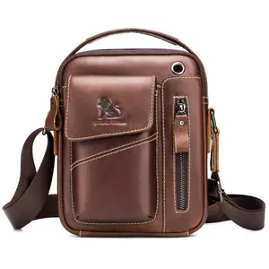 Vintage Men Messenger Shoulder Bag Genuine Leather Travel Work Briefcase Handbag