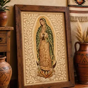 Talavera Virgen de Guadalupe Wall Art, Mexican Religious Canvas Print, Our Lady Poster Decor, Latina Mom Gift, Framed or Unframed M