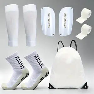 5-Piece Soccer Gear Set Shin Guards Soccer Socks Sports Bandages Carry Bag Football Training Equipment Best Shin Protection for Matches