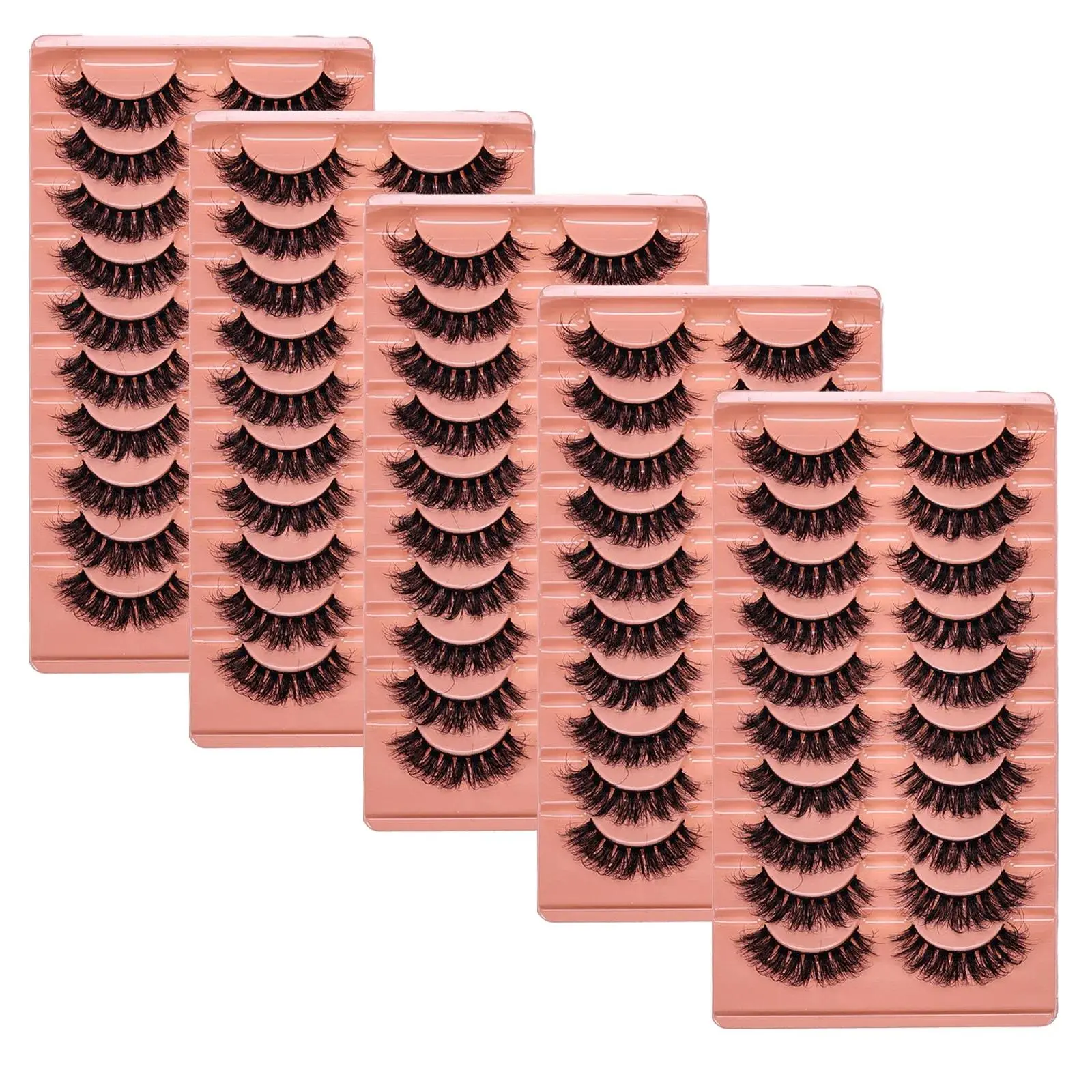 30Pairs/50Pairs Luxurious Fake Eyelashes Messy Fluffy Russian Curling Strip Lashes Thick Slender Eye End Lengthening False Lashes Reusable for All Occasions Makeup Longer Looking Eyelashes Flare Lashes
