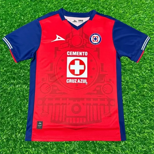 2425 CRUZ AZUL Third away Red Short Sleeve Top Soccer Jerseys