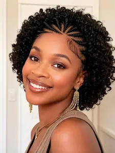 13x4 Lace Front Braided Human Hair Wig, Burgundy Wine Curly Short Wig, Natural Look with Baby Hair, Perfect for Daily Use, Curly Frontal Wigs