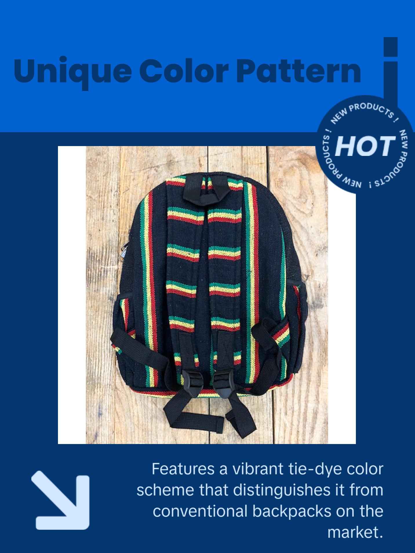 Hemp BackPack - Rasta Color