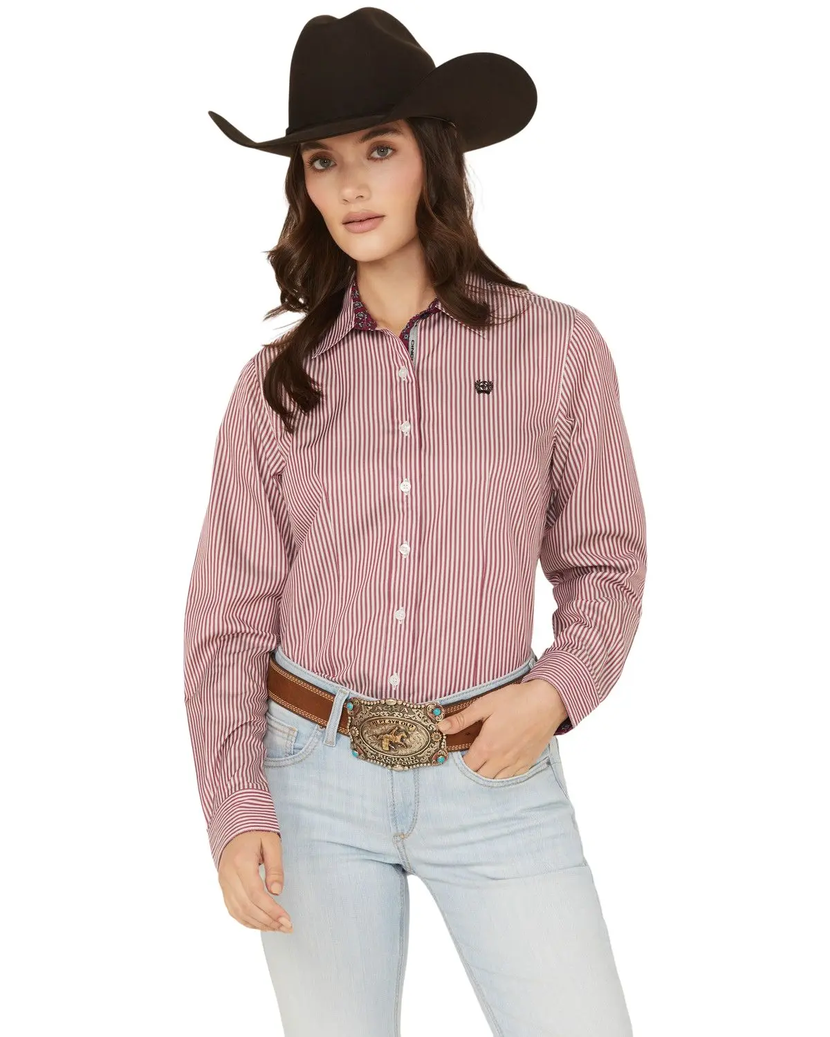 Cinch Women's Women'S Boot Barn Tencel&Trade; Striped Print Long Sleeve - Msw9165077