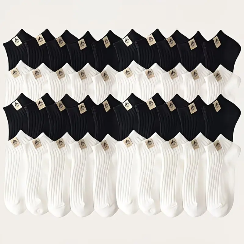 Women's Comfortable Fabric Low-Cut Boat Socks - 5/10 Pairs, Minimalist Striped Snow Mountain Pattern, Breathable, Foldable, Deodorizing, Chic, Expandable, Suitable for Work, Travel, All Seasons, Halloween, New Year, Family Gift Socks