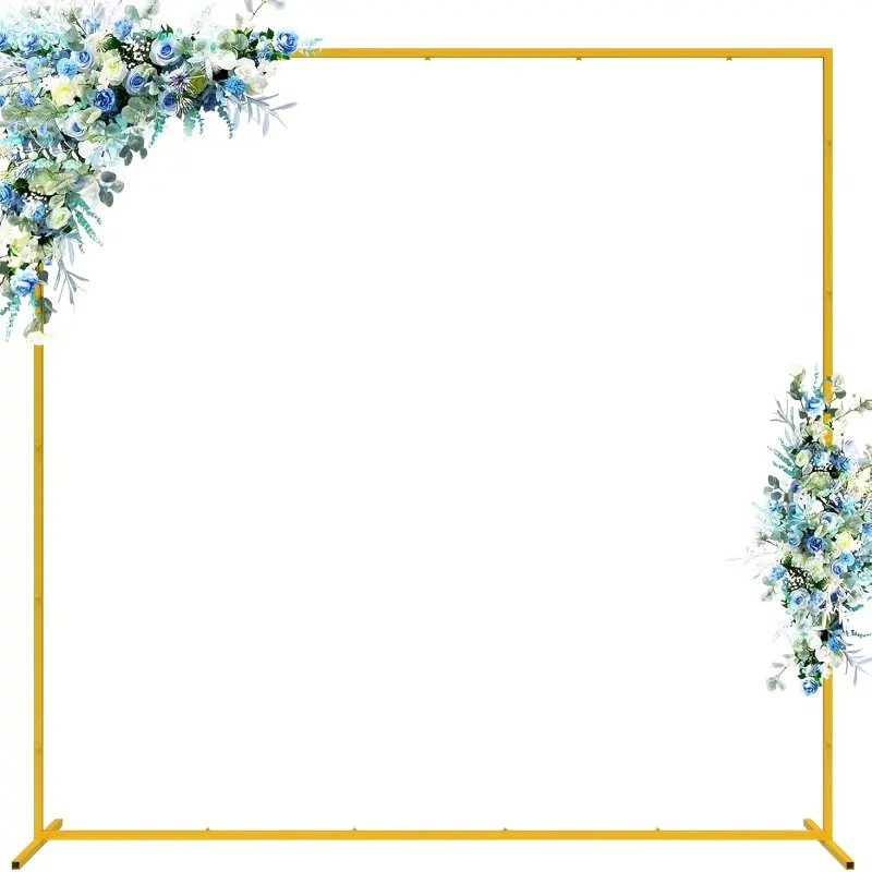 Gold Square Metal Arch Frame Multiple Sizes 3.3-9.8ft Sturdy Reusable Easy Install Wedding Just Married Decorations Anniversary Garden Baby Shower Photo Studio Background Party Decor