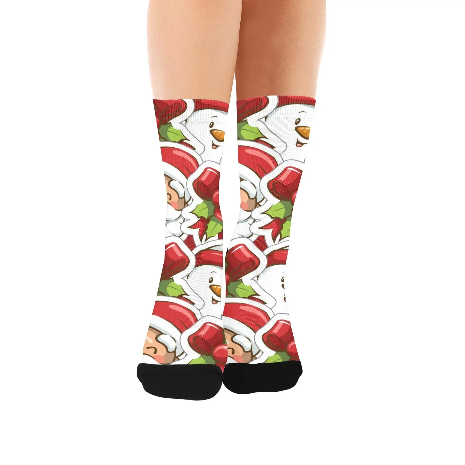 Christmas Santa And Snowman Custom Socks for Women
