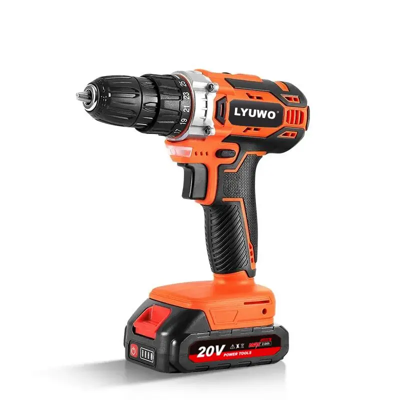 LYUWO Electric Drill, 2-Speed Adjustable Electric Drill with LED Light, Forward and Reverse, Portable Lightweight Drill for Home
