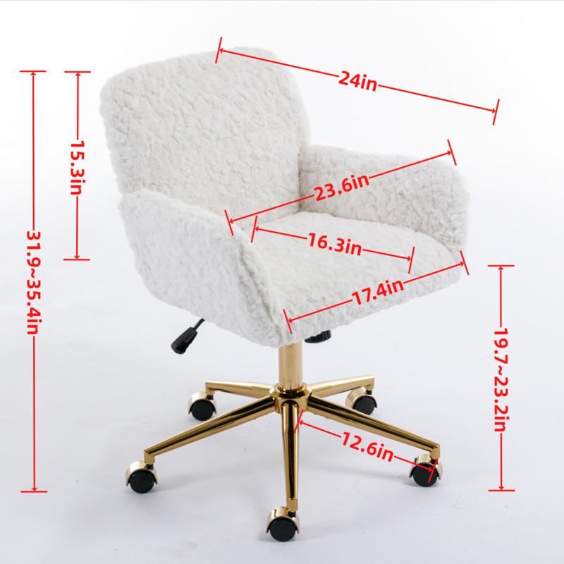 Top Office Chair,Adjustable Criss Cross Office Chair, Artificial rabbit hair Home Office Chair with Golden Metal Base,Adjustable Desk/Swivel/Vanity Office Chair