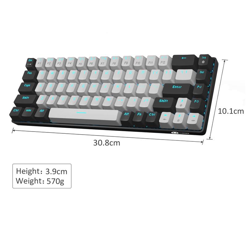 MageGee MK-Box 60% Compact Mechanical Gaming Keyboard, LED Backlit 68 Keys Portable Mini Wired Office Keyboard with Brown Switches for Windows Laptop PC Mac