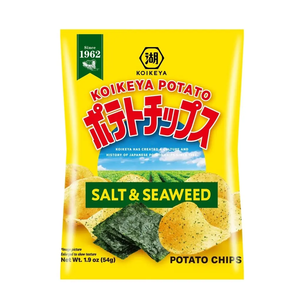 Koikeya Salt & Seaweed Potato Crisps - 54g, High Carb, Room Temp Storage, Tree Nut Contain
