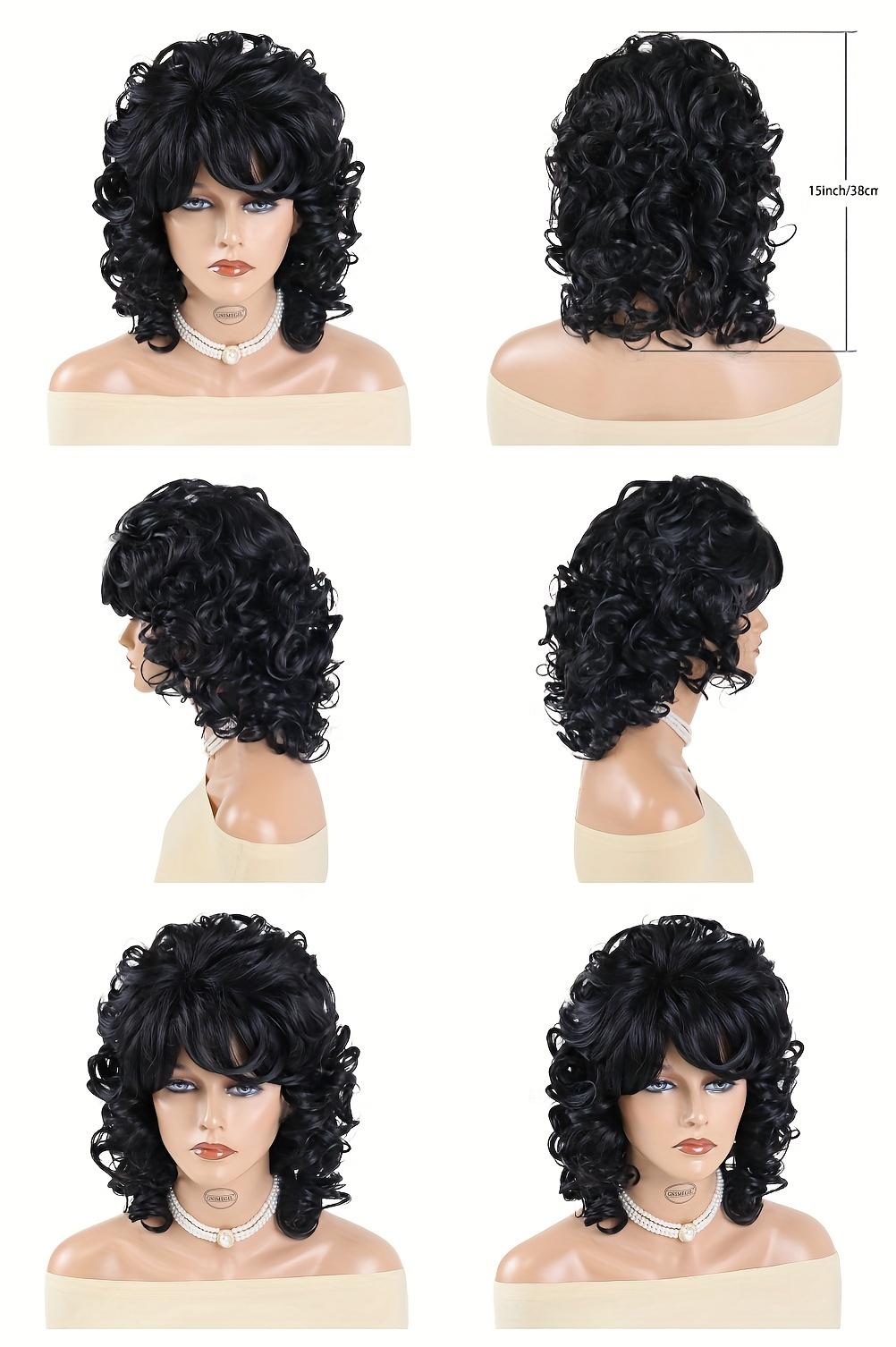 GNIMEGIL Elegant Curly Wave Wig for Women - High Temperature Fiber, Rose Net Cap, 100% Density, Vintage Mid-Length Style, Suitable for All People