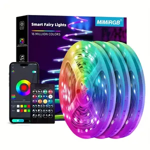 USB RGB Fairy Lights 33ft 100 LEDs (Select 1-Pack/2-Pack), Individually Addressable, Bluetooth App + Remote, Music Sync, 12 Scenes, IP65 Waterproof for Bedroom, Patio, Party & Holiday Decor