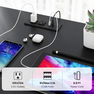 COSTWAY - 2-Person Reversible Computer Desk Long Office Desk with LED Lights-Black