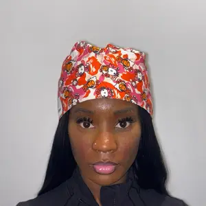 Hot Pink White Cat Camo Surgical Cap for Medical Professionals Satin Inside Scrub Cap One Size Fits All