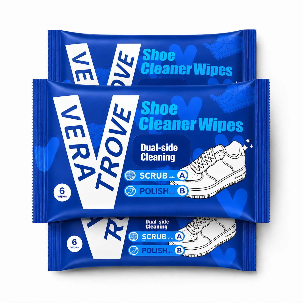 Shoe Cleaner Wipes Cleaning 3-pack Waterless Deep Cleaning, No-Rinse, Portable，Gentle Formula, Easy Home Care for Sneakers, Leather, Canvas, Mesh & Knitted Shoes ，Car Interior Dirt Removal