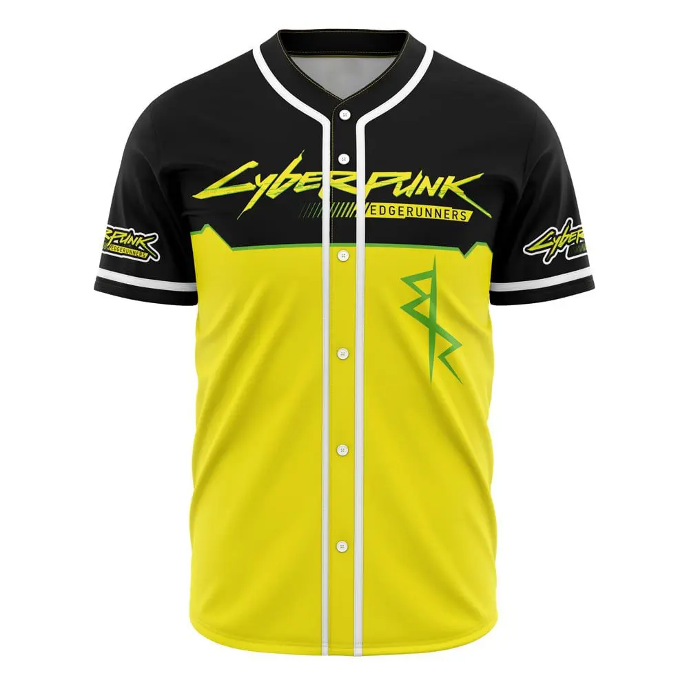 Cyberpunk Edgerunners Anime David Martinez Yellow Baseball Jersey Button Down Short Sleeve Premium Breathable Streetwear Shirt Perfect Cosplay Gift for Gamers