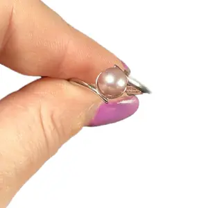 Natural Pink Pearl S925 silver adjustable ring