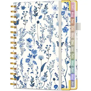 Academic Planner 2026-2027, Hardcover Weekly and Monthly Calendar Planner from July 2026 - June 2027, Daily Agenda Planners with Tabs, College School Organizer for Student Teacher, A5 (6.1" x 8.2"), Blue Floral