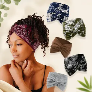 Women's 6-Pcs Bohemian Wide Headbands - Breathable Sporty Sweatbands Sports Headbands for Yoga, Running,summerwins