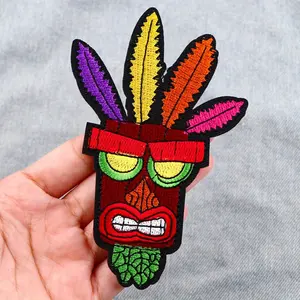 1PC Crash Bandicoot Aku Aku Embroidered Stylish Embroidery Funny Meme Gaming Patch - Iron-On/Sew-On Applique for Jackets, Backpacks, Clothing, DIY Embroidered Patches