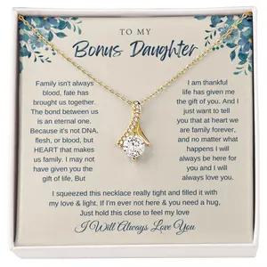 Bonus Daughter Gift - Step Daughter Necklace with Meaningful Message Card for Mother's Day