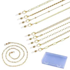 10 pcs chain eyeglass chain - with storage box, sunglasses neck strap holder, used for fishing, cycling, travel, and daily use