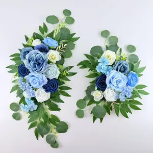 Blue Rose Eucalyptus Artificial Flower Set, Party Background Decoration, Elegant Floral Arrangement, Perfect for Events