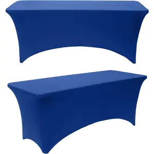2Pack 6FT Royal Blue Rectangle Spandex Tablecloth Elastic Banquet Table Cover for Birthday Kitchen Wedding Party (Royal Blue)