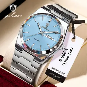 GOHUOS Men's Business Fashion Round Dial Analog Quartz Watch, Fashion Luminous Waterproof Watch for Party, Daily Clothing Decor, Trendy All-match & Exquisite Watch for Birthday Gift with Box, Luminous Fashionable Watch, Business Fashion Watches