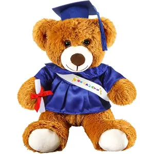Graduation Bear 2026 with Gown Cap Tassel Graduation Animal Plush Bear Toy for Class of 2026 Prek Preschool Kindergarten High School College Graduate Gift (14", Blue)