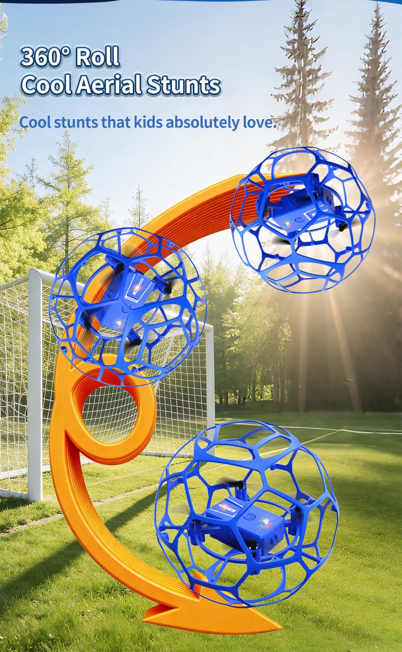 Four-Axis Football Stunt Drone | 360° Rolling & Hovering | Anti-Collision Remote Control Aircraft | Competitive Spherical Aeromodel