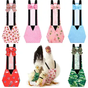 6 Pcs Washable Chicken Diapers Reusable Pet Diaper with Bow Tie for Pet Ducks Hens Goose Clothes Poultry Nappies Waterproof Adjustable for Hen Rooster Chicken