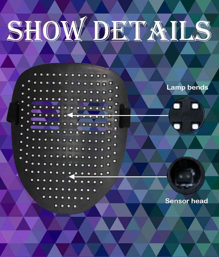 Halloween LED Mask with 50 Gesture Sensing Changeable Lighted Face, Unisex LED Transforming Masquerade for Costume Cosplay Party Plastic Rgb