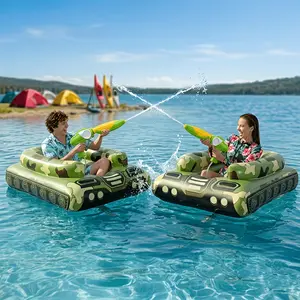 Summer Pool Party Props, Inflatable Tank Battle Raft for Water Games & Beach Activities