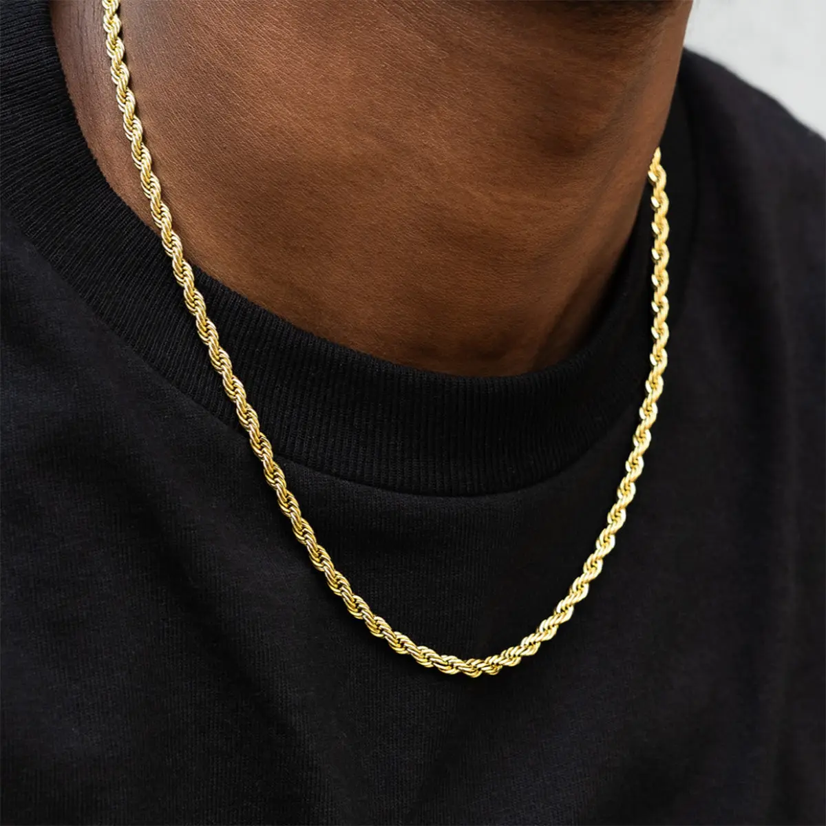 GLD Rope Chain | 18k Yellow Gold Plated, 4mm Width, 16-30" Lengths | Guaranteed for Life - Perfect Gift