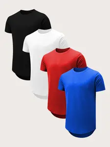 Big and tall men 4 Pack Premium Men's Fitted Crew Neck Plain Essential Tees Short Sleeve T-Shirts for Men, Black/Red/White/Blue Shortsleeve Menswear Tshirt