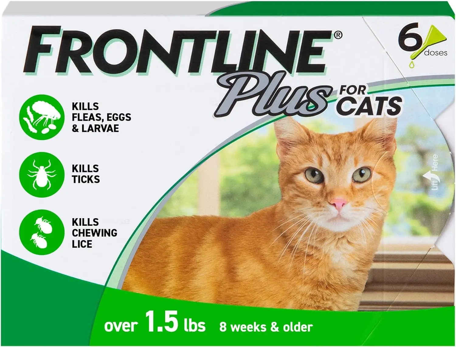 FRONTLINE Plus Flea & Tick Spot Treatment for Cat & Kitten (Green) Count of 6