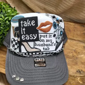 Take it easy and put it on your husband's tab high profile foam snapback trucker hat.