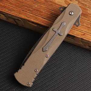 Portable Folding Utility Tool with Cool Design, Durable High-Carbon Steel Blade and G10 Handle, Suitable for Camping and Household Use