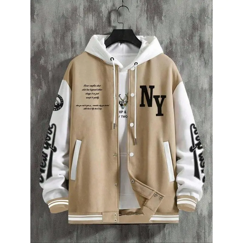 Men's Varsity Jacket Color Block Letter Graphic Long Sleeve Baseball Jacket,Bomber Baseball Coat With Pockets, Casual Loose Fit for Fall & Winter Men's Varsity Jacket Color Block Letter Graphic Long Sleeve Baseball Jacket,Bomber Baseball Coat With Pockets, Casual Loose Fit for Fall & Winter