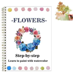 Watercolor Workbooks Coloring Book Easy Nature Scenes Beginner Friendly Watercolor Paint Set Art Crafts Painting Kit for Creative Exploration Gift for Adults Beginners (Flowers, Without Palette)