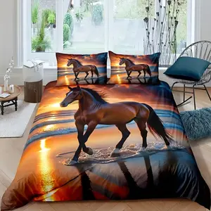 2-Piece Bedding Set with Running Horse Pattern, Soft Comfortable Design, Ideal Home Decor Gift, Bedroom Accessories