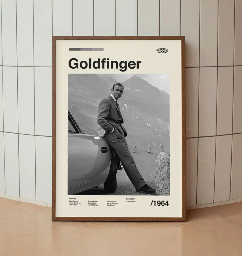 Goldfinger James Bond Vintage Movie Poster, Retro Movie Poster, Poster Decor Room, Poster Movie