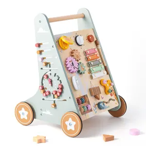 7-in-1 Montessori Wooden Baby Walker | Push Toy & Activity Center for Toddlers 1-3Y