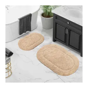 Superior Cotton 2-Piece Non-Slip Oval Bath Rug Set