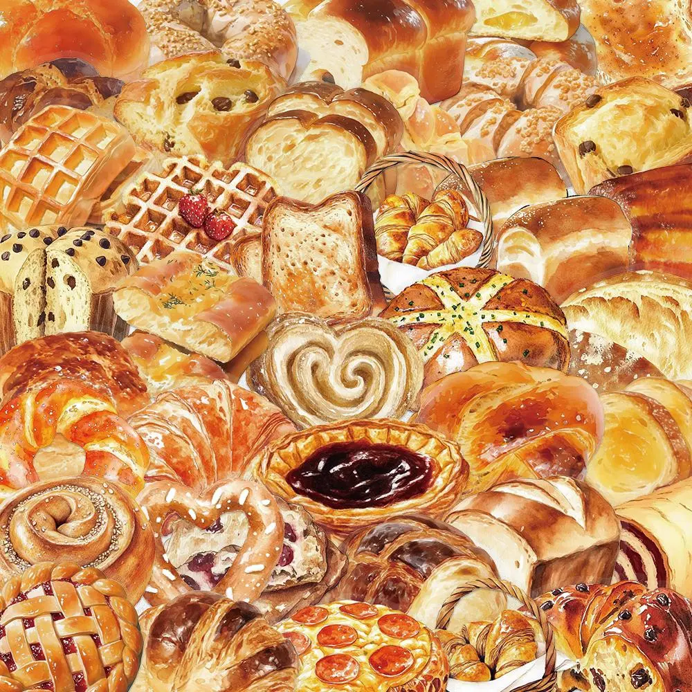Baking Bread Pattern Sticker, 50/1000pcs Waterproof Self Adhesive Decor Paper, Decor Sticker for Gift Greeting Card & Water Bottle & Laptop, Ornaments, Sticker Cards, Sticker Packs, Adhesive Decals, Decal Sticker