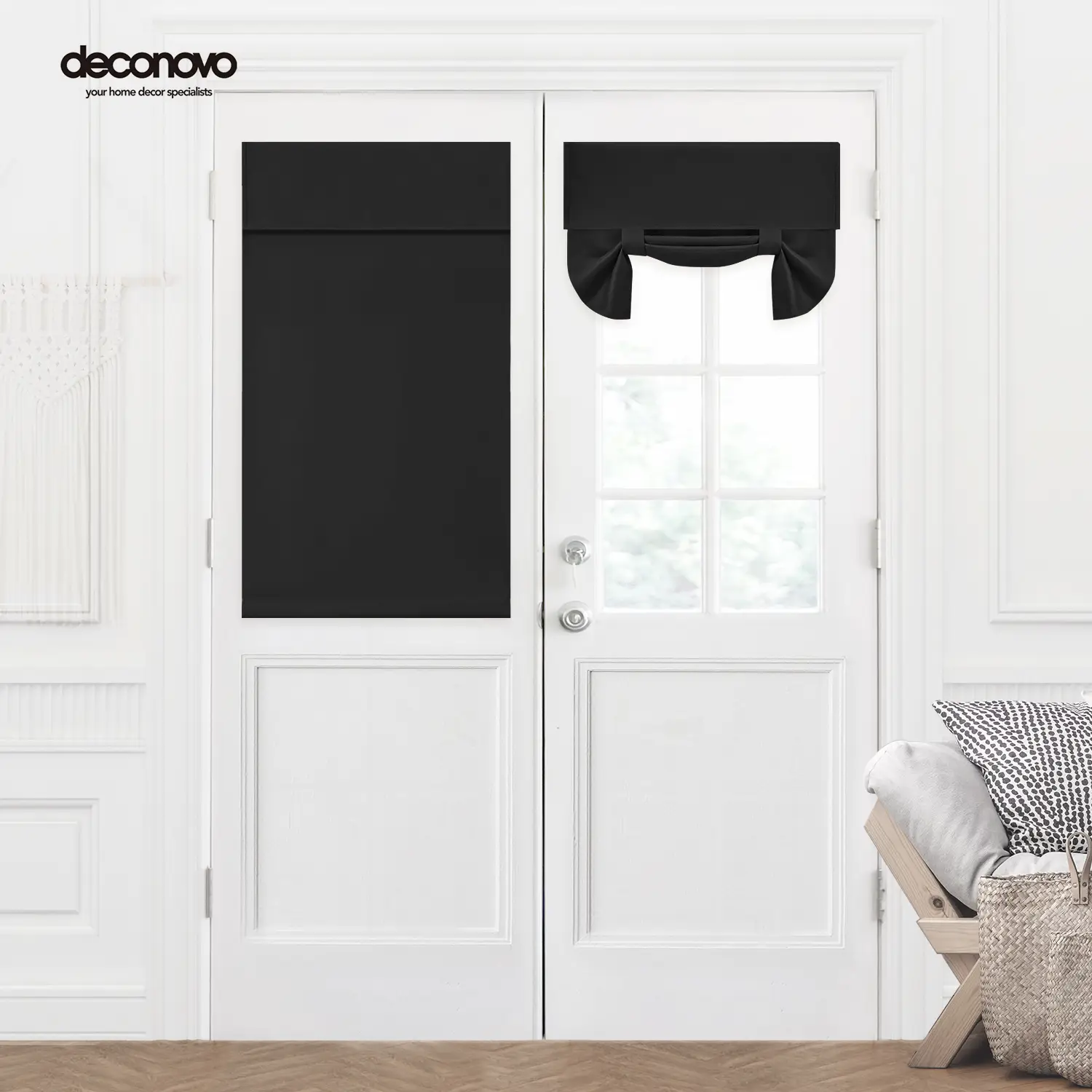 Deconovo French Door Curtain(1 Panel), Door Curtains for Door Window, Blackout Curtains for Bedroom, Sidelight Curtains for Door Window Curtains, Velc